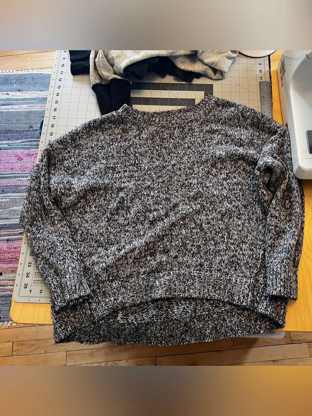 LOFT Marled Black & White Knit Sweater